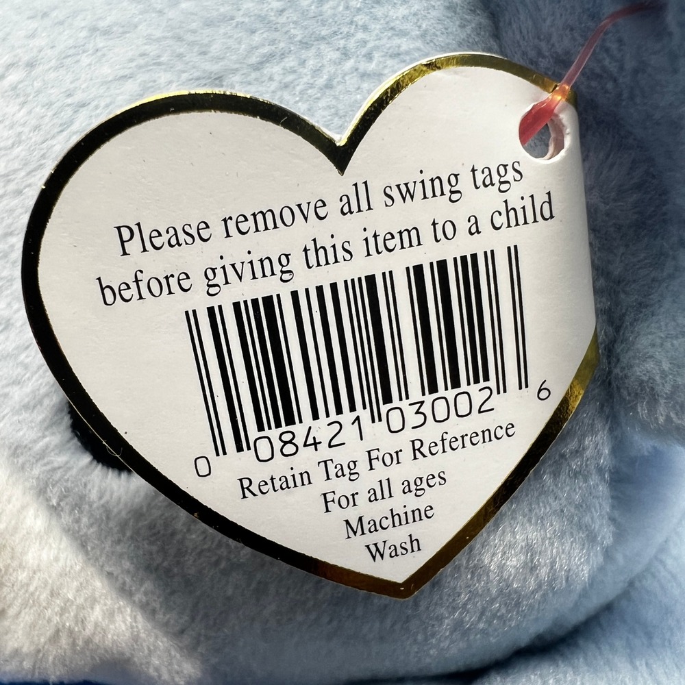 Vtg Ty Classic Huggy Teddy Bear 13 Inch Baby Blue 1994 Retired Plush Pink Bow - Picture 14 of 16